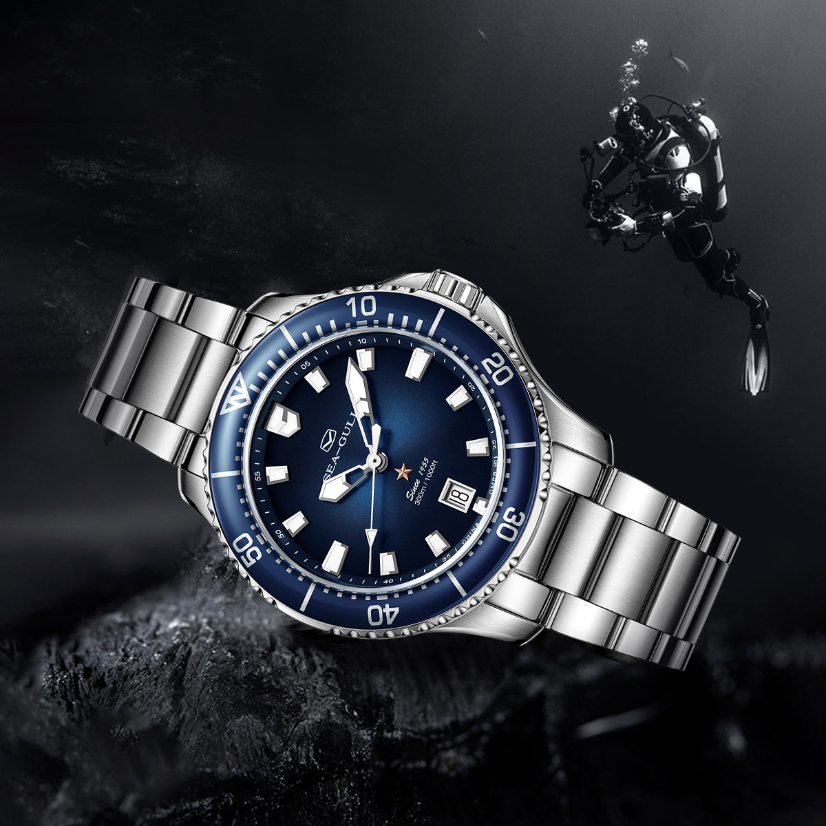 Ocean Series PRO | 300M Impermeabile | Immersione | Luminoso | Calendario | 41mm