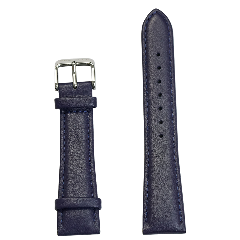 Leather Strap | Plain Grain | Pin Buckle | Blue | 20mm