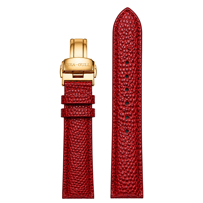 Leather Strap | Lizard Pattern | Butterfly Buckle | Red | 18mm
