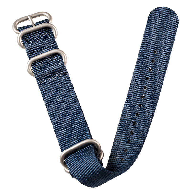 Canvas Strap | Plain Weave | Pin Buckle | Blue | 22mm