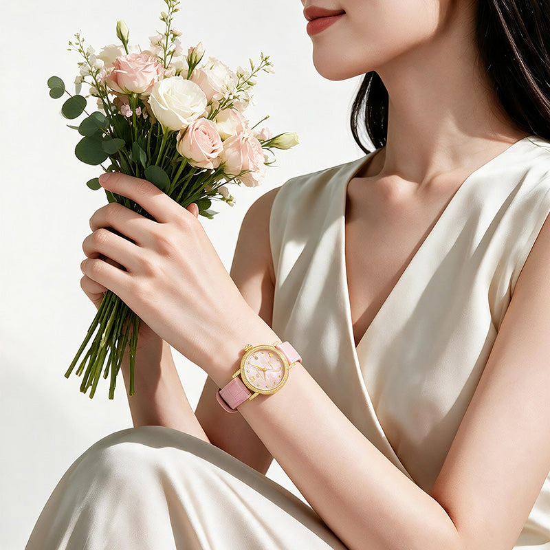 Mother-of-Pearl Dial | Zircons | Petite Automatic Ladies Watch | 27mm