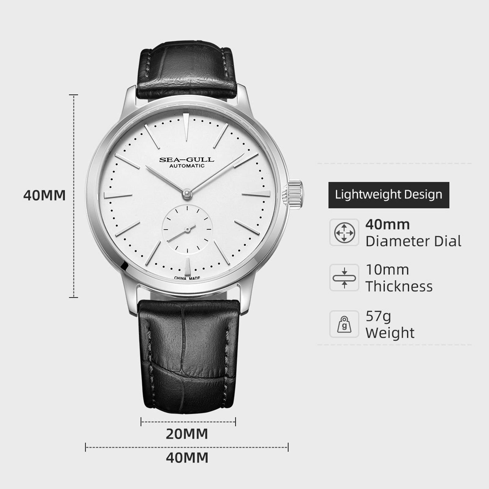 Small Triple Hands | Business | Seconds Sub-dial | 40mm - Sea-Gull Watch Official Store