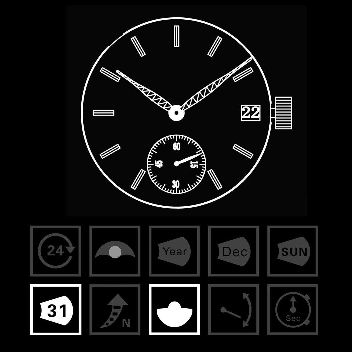 ST1731 | Movimento automatico | Calendario | Sottoquadrante Sea-Gull