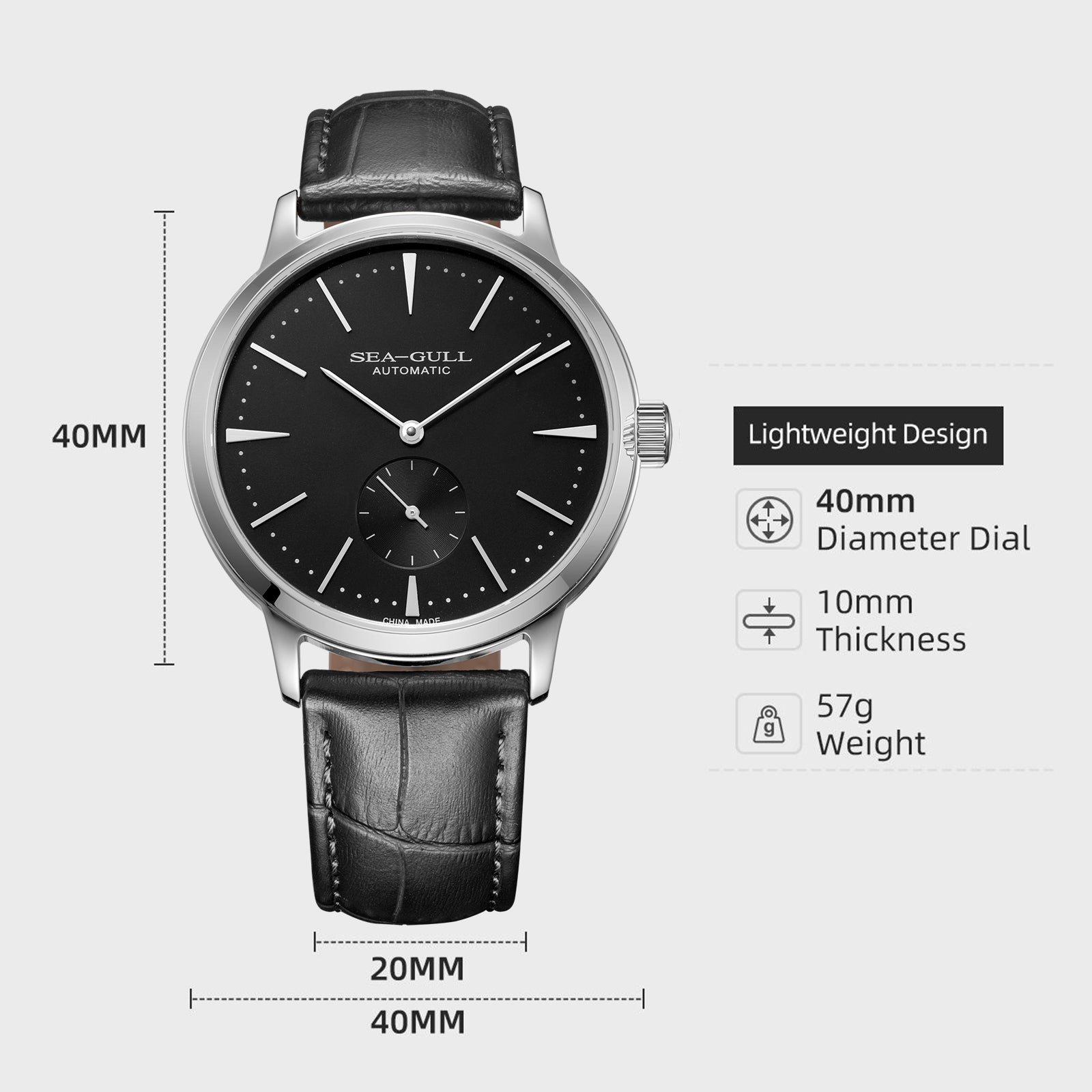 Small Triple Hands | Business | Seconds Sub-dial | 40mm - Sea-Gull Watch Official Store