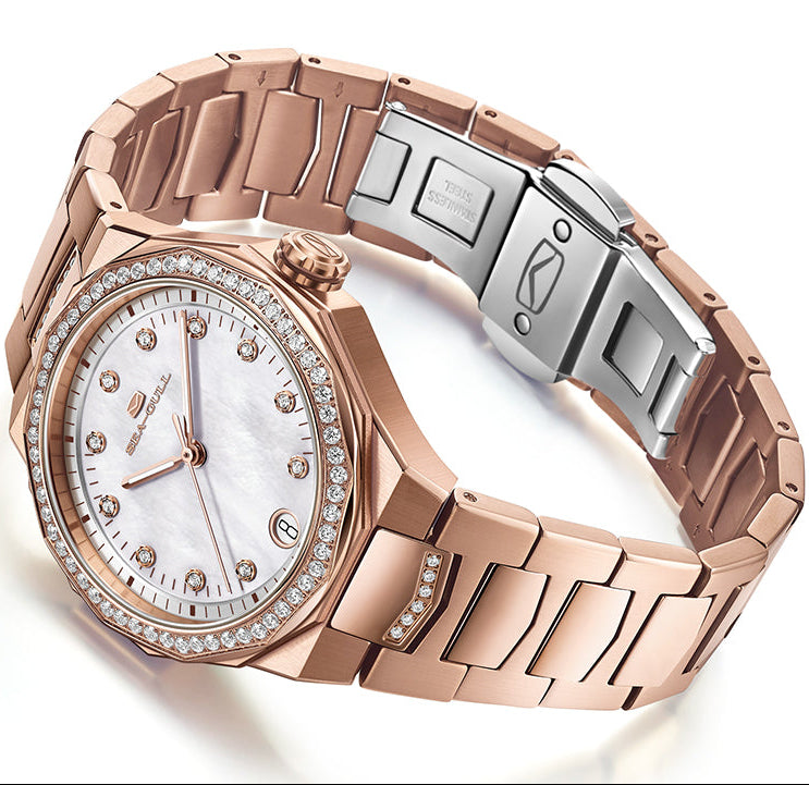 天然珍珠貝錶盤 | 日曆 | 仿鋯石 | 夜光 | 34mm