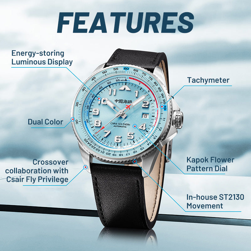 Csair Collaboration | Sky Series | Tachymeter | Luminous | Pilot | 42mm