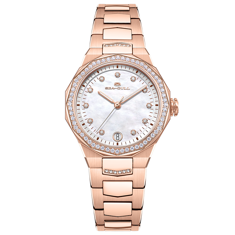 天然珍珠貝錶盤 | 日曆 | 仿鋯石 | 夜光 | 34mm