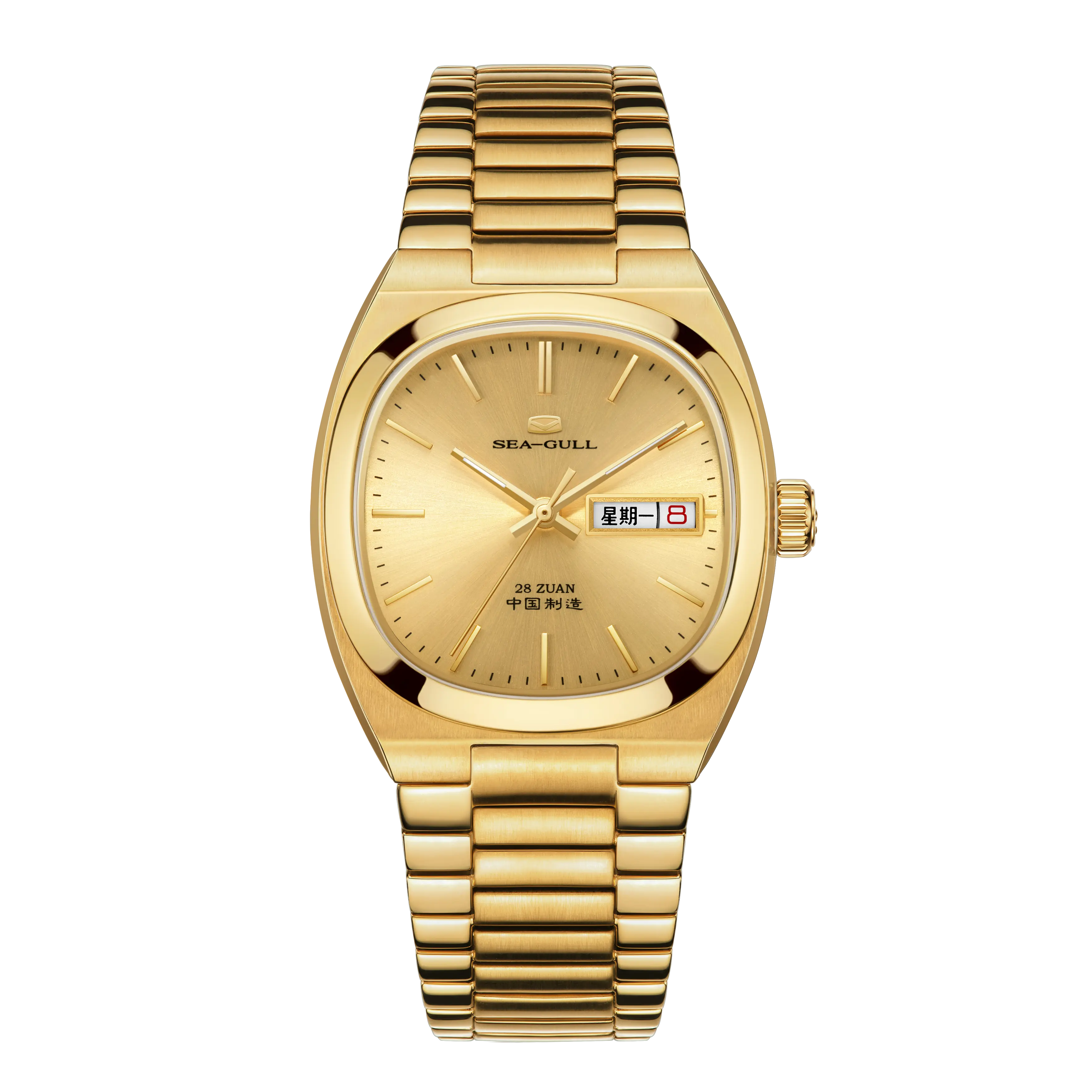 18K Gold-plated Dial | Vintage | Calendar | Tonneau | Gold Watch | 36mm