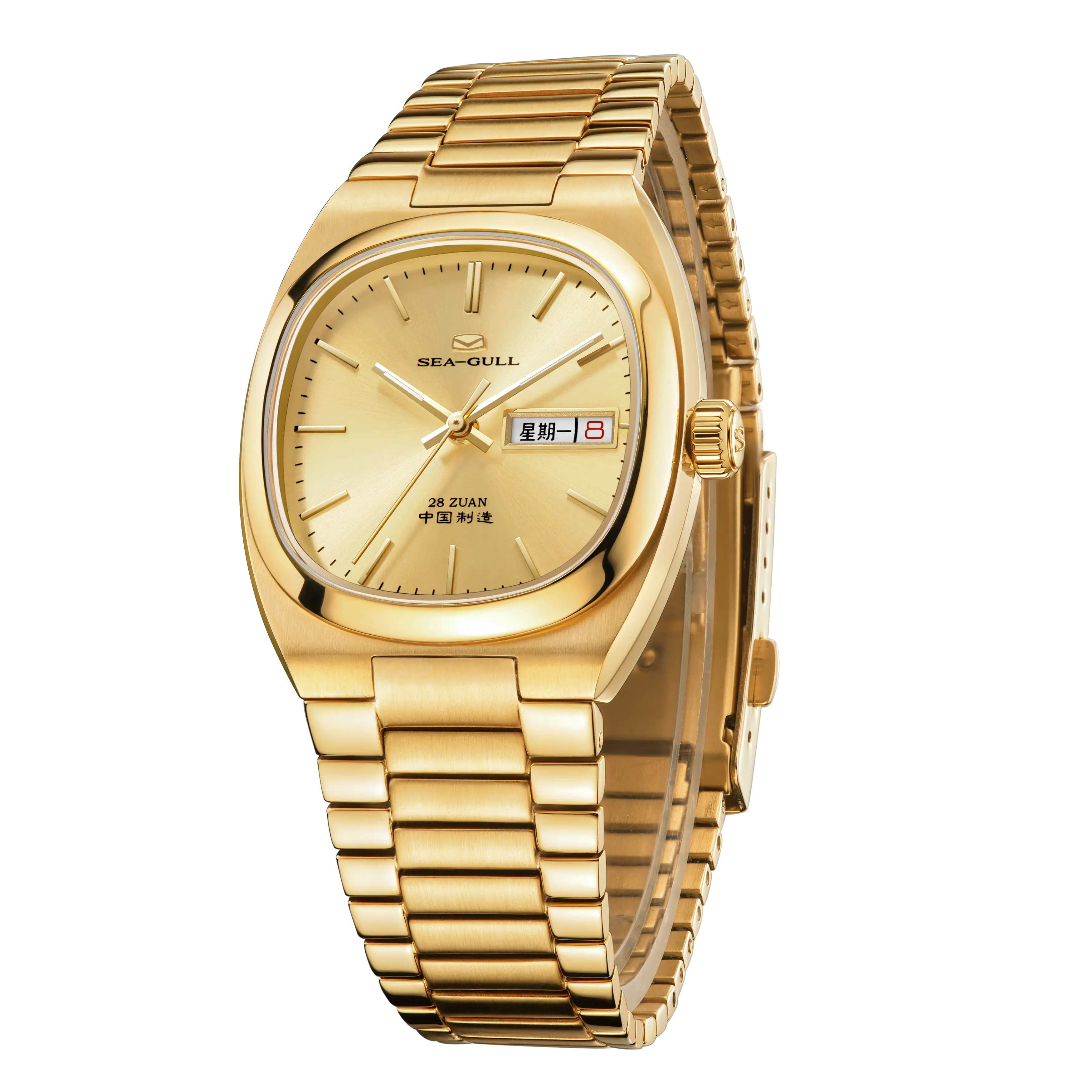 18K Gold-plated Dial | Vintage | Calendar | Tonneau | Gold Watch | 36mm