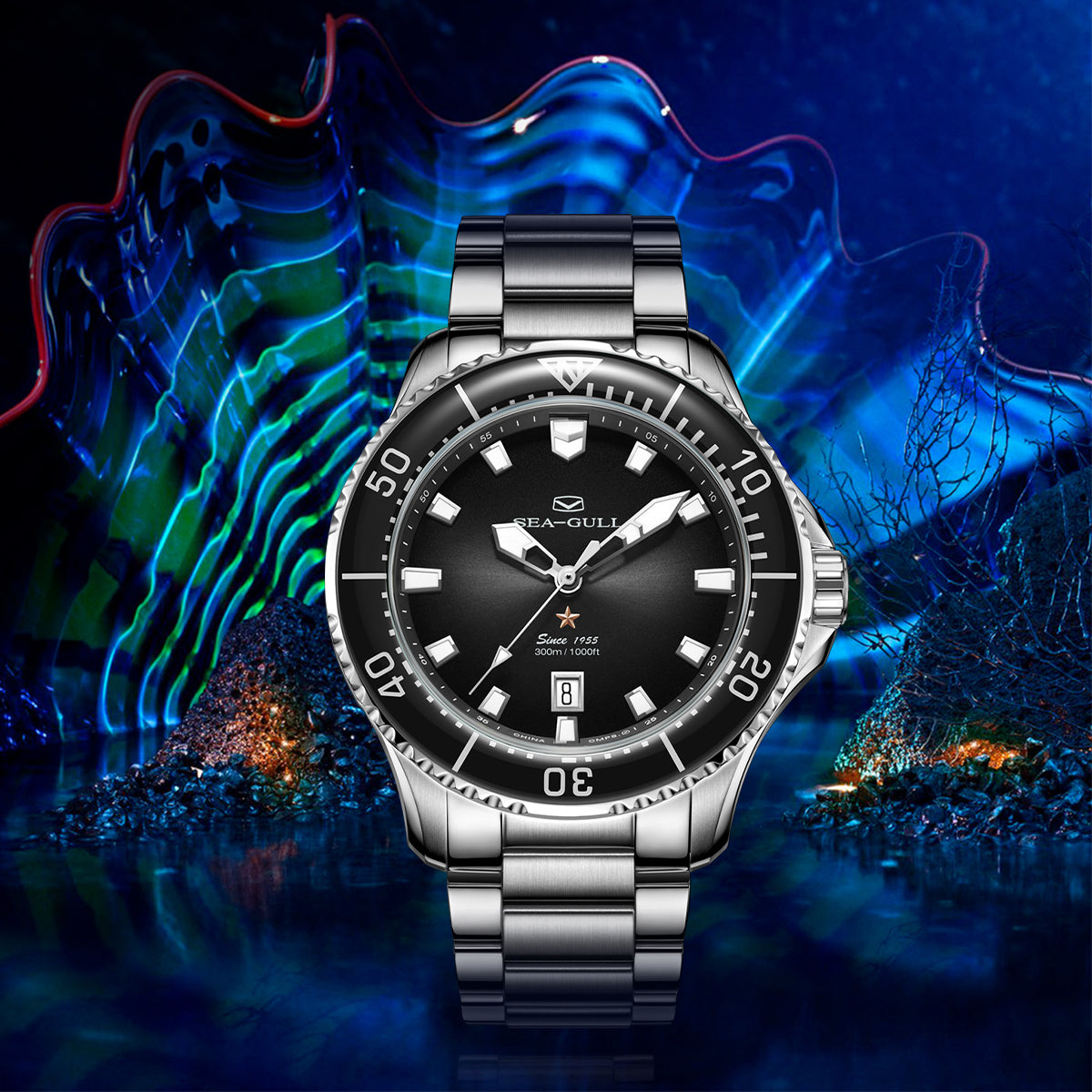 Sumérgete | Serie Oceánica | 300M Impermeable | Luminiscente | Calendario | 44mm