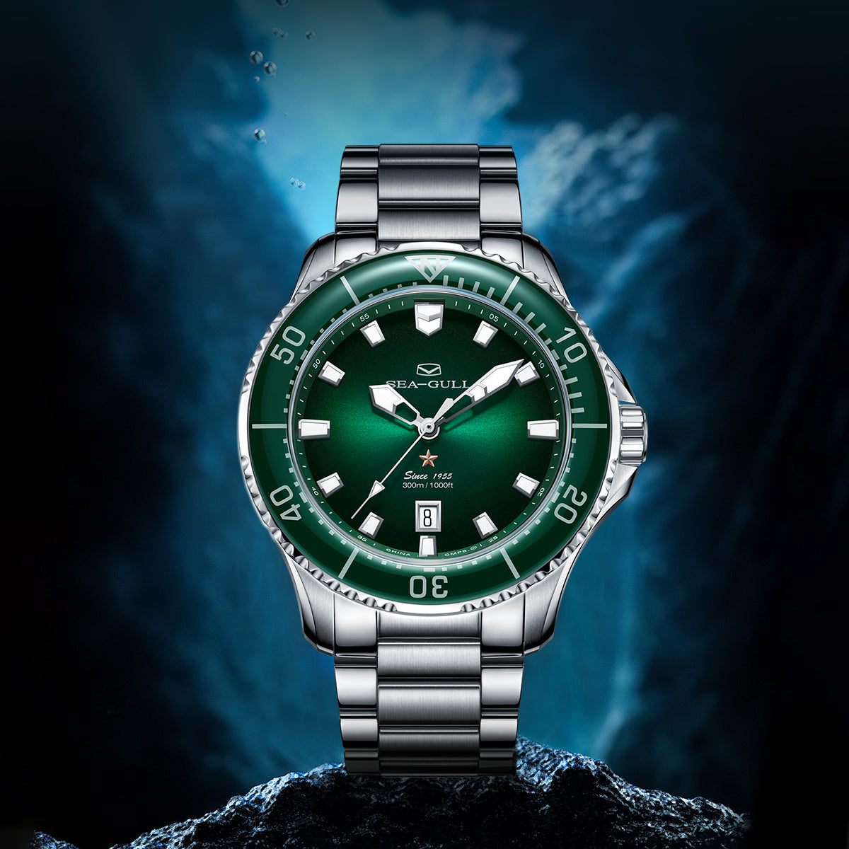 Sumérgete | Serie Oceánica | 300M Impermeable | Luminiscente | Calendario | 44mm