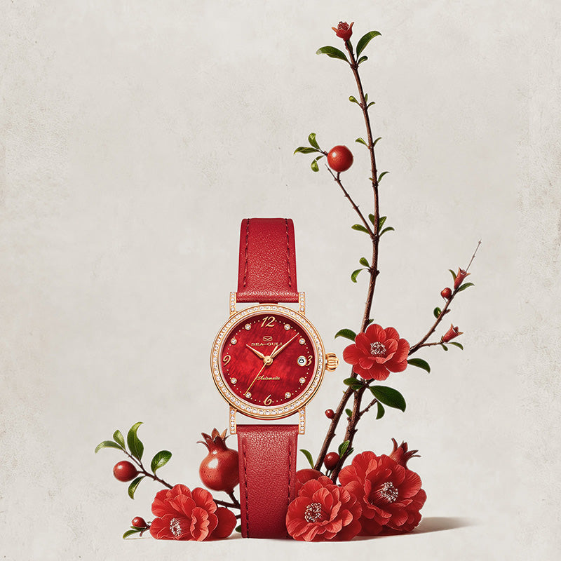 Red Mother-of-Pearl Dial | Small Dial Automatic Lady Watch | 27mm