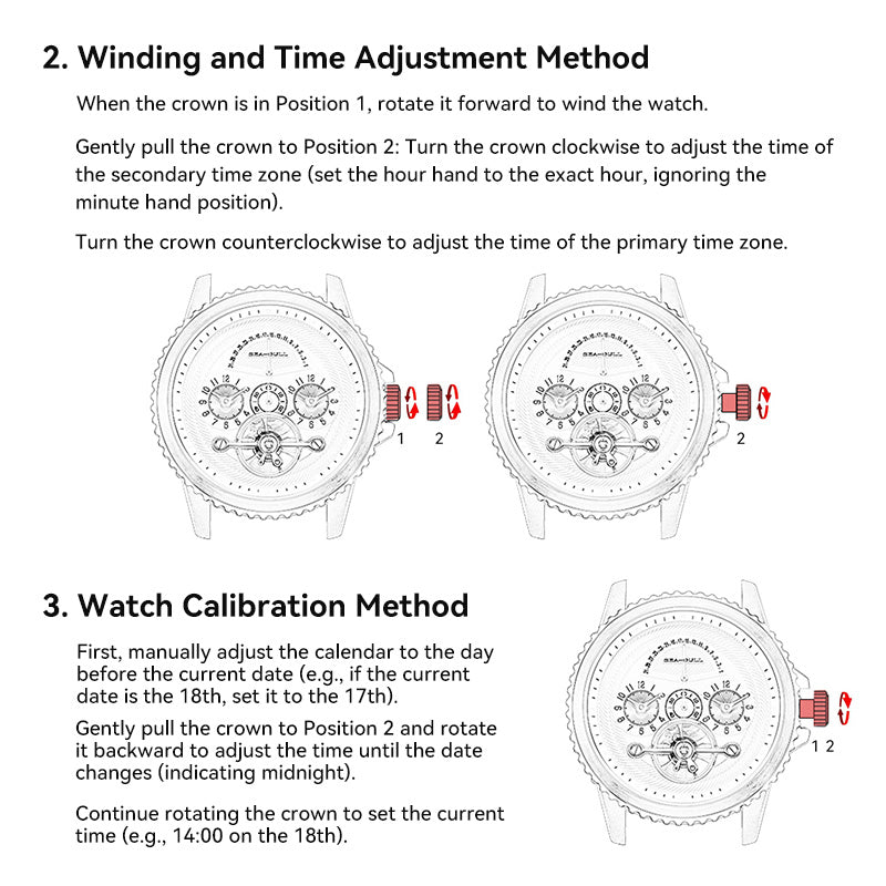 Dual Time Zone | Retrograde Calendar | Flywheel | 44mm