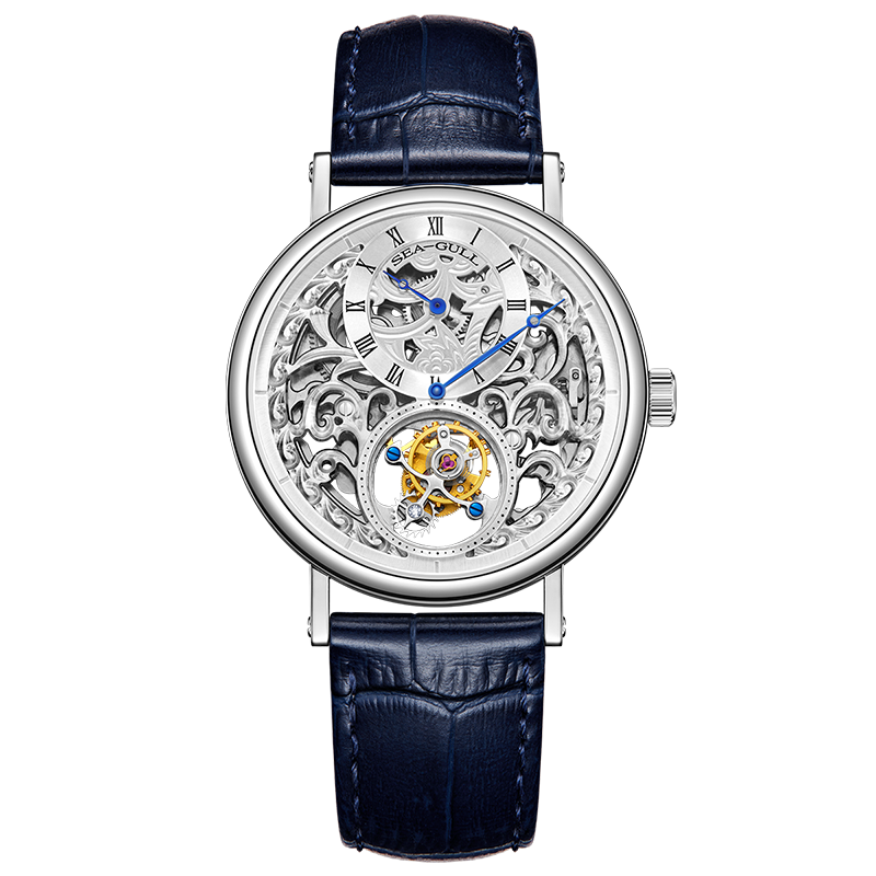 Tourbillon excentrique | Gravure à la main | Cadran à motif de vigne | Squelette | Régulateur | 39mm
