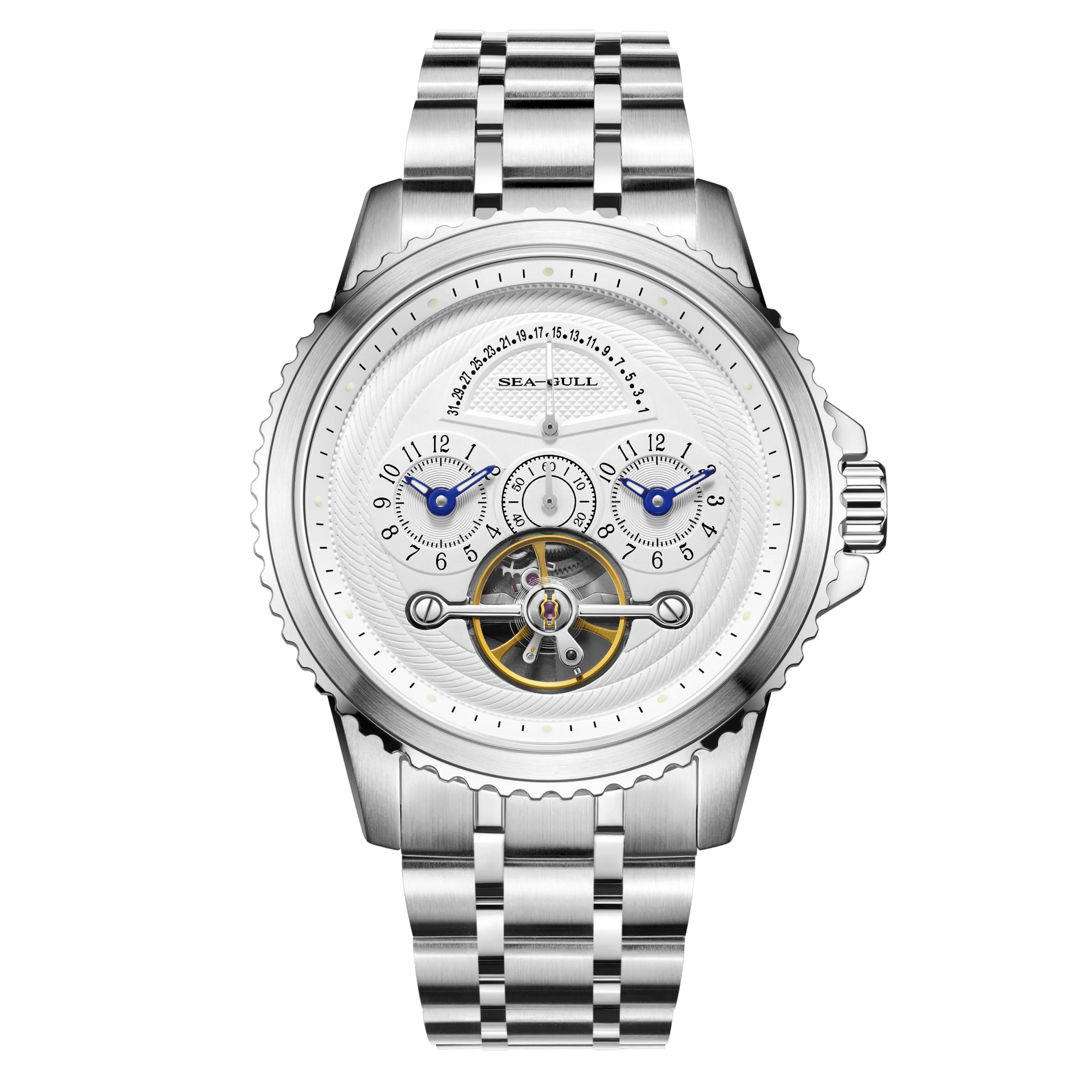 Sea-Gull Open Heart Watch | Dual Time Zone & Retrograde Calendar