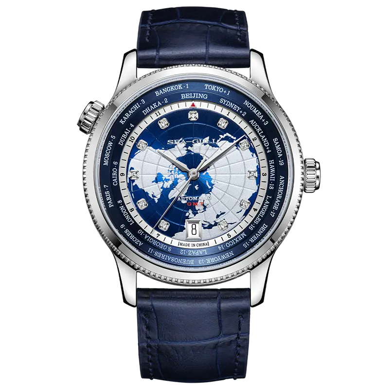 Seagull GMT World Time Dual Time Zone Multifunction Men's