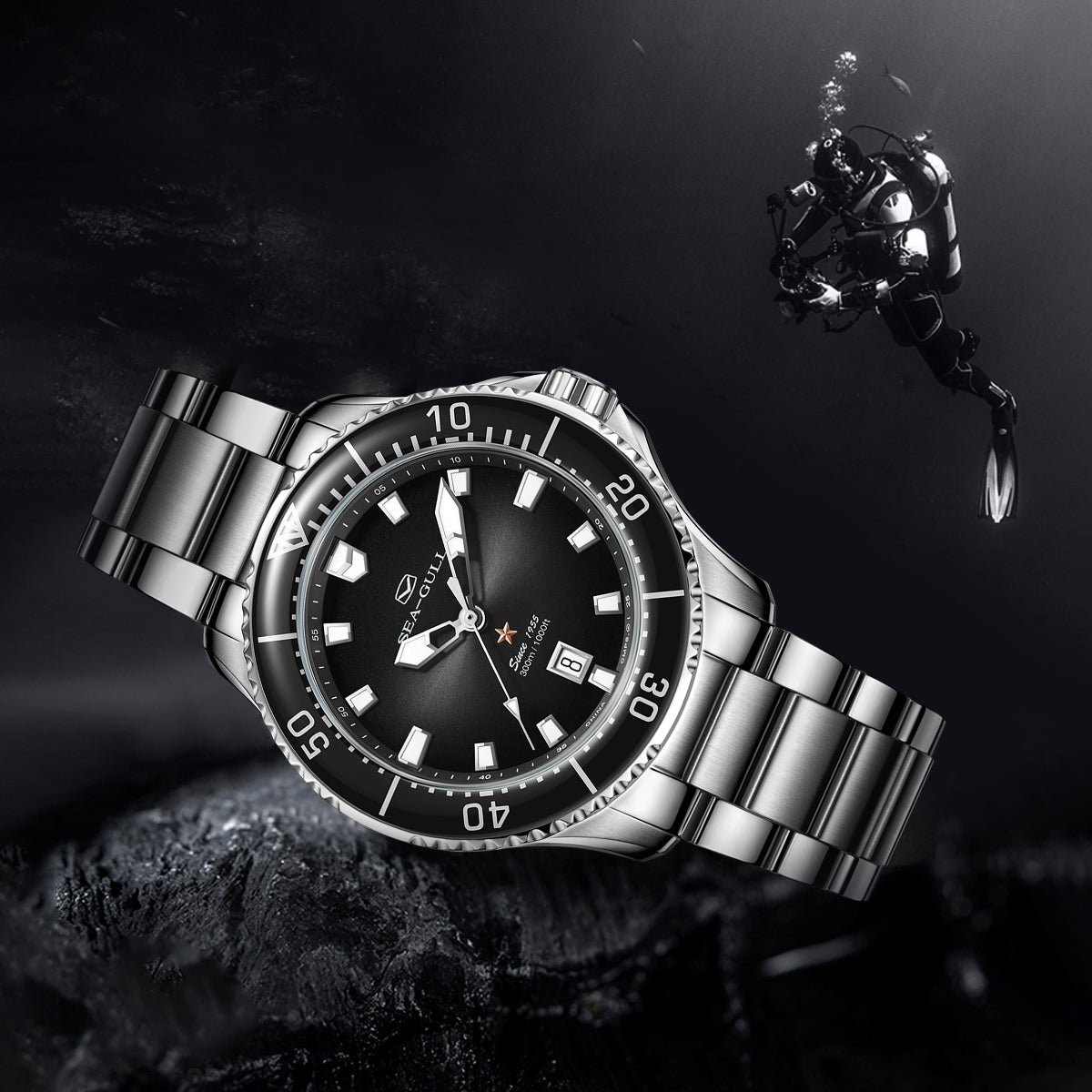 Ocean Series PRO | 300M Impermeabile | Immersione | Luminoso | Calendario | 41mm