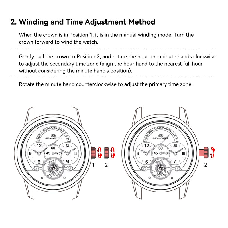 Dual Time Zone | GMT | Retrograde Calendar | Flywheel | 44mm