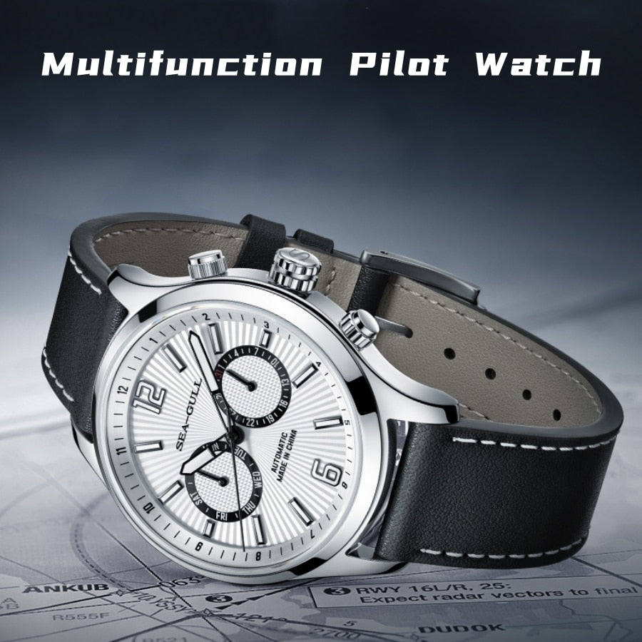 Dual Time Zone | GMT |  Pilot | Panda Eye | Luminous | Calendar | 42mm