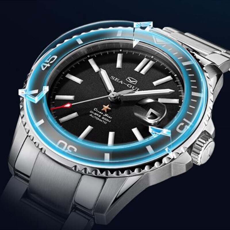 Ocean Star | 200M Impermeabile | Bezel in Ceramica | Luminoso | Calendario | 44mm